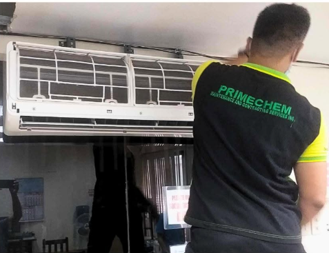 PrimeChem team repairing an air-conditioning unit